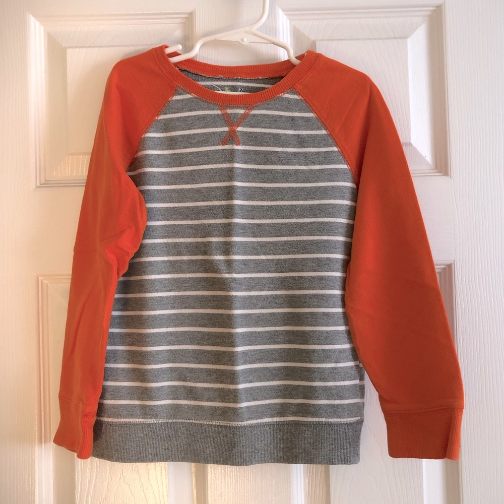 Jumping Beans Orange/Gray w/white stripes Sweatshirt Size 7